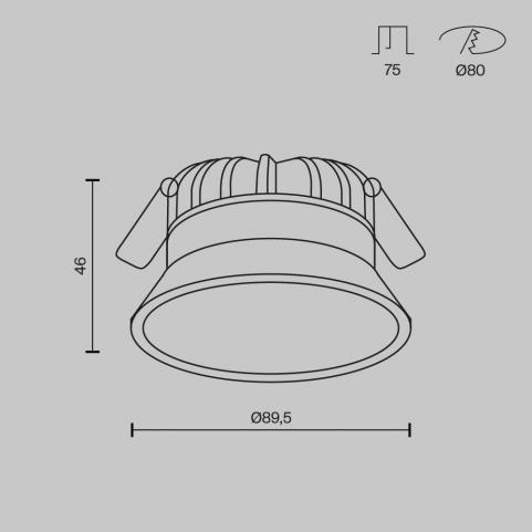 Точечный светильник Maytoni Technical Downlight 3000-4000-6000K Okno DL055-8W3-4-6K-B
